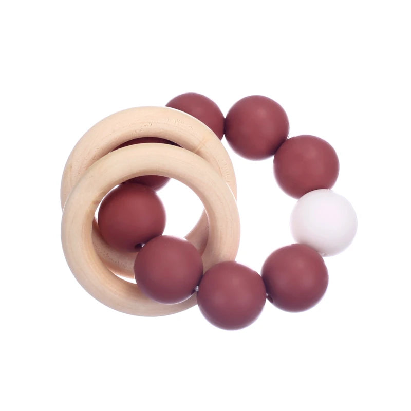 Wearable Teether Bracelet Wooden and Silicone Multicolour BPA Free