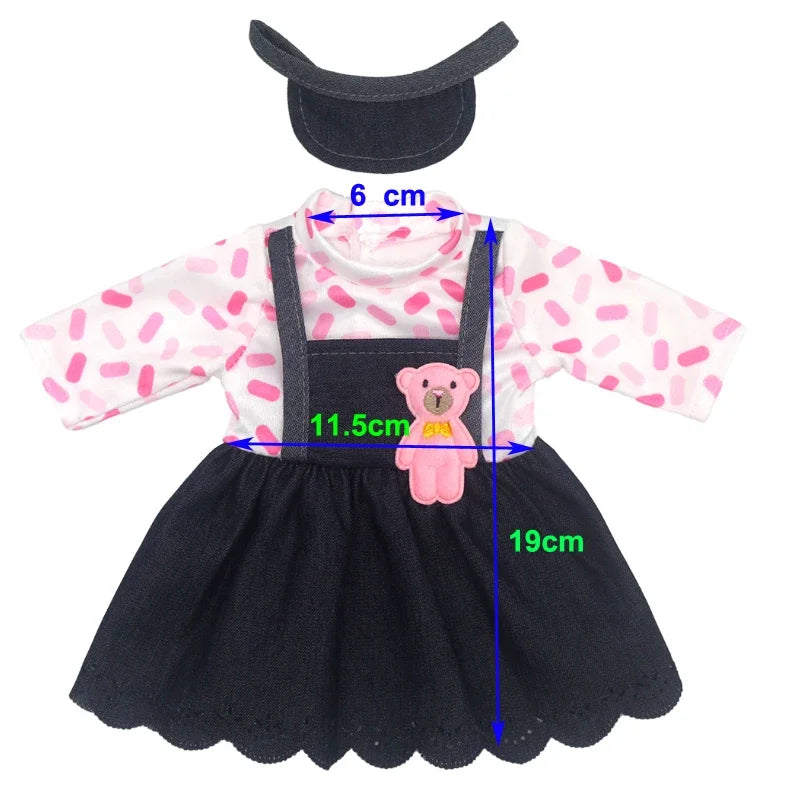 14 Inch Baby Doll Pink Dress 36cm Girl Doll Clothes Outfit Rompers Toys Clothing