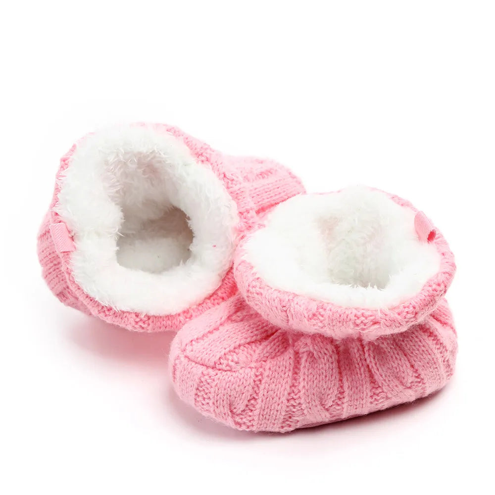 Baby Winter Shoes Knitted Fabric Soft Cotton Warm Infant Prewalking Shoes for Girls and Boys 0-12 Month Babies First Walking