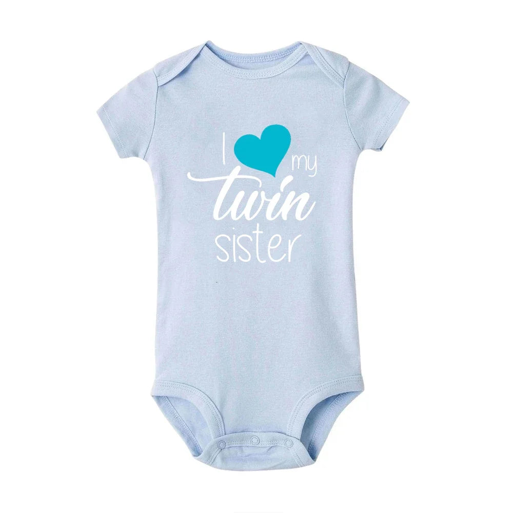 Twins Infant Bodysuit I Love My Twin Sister Brother Unisex Short Sleeve Newborn Romper Baby Gift