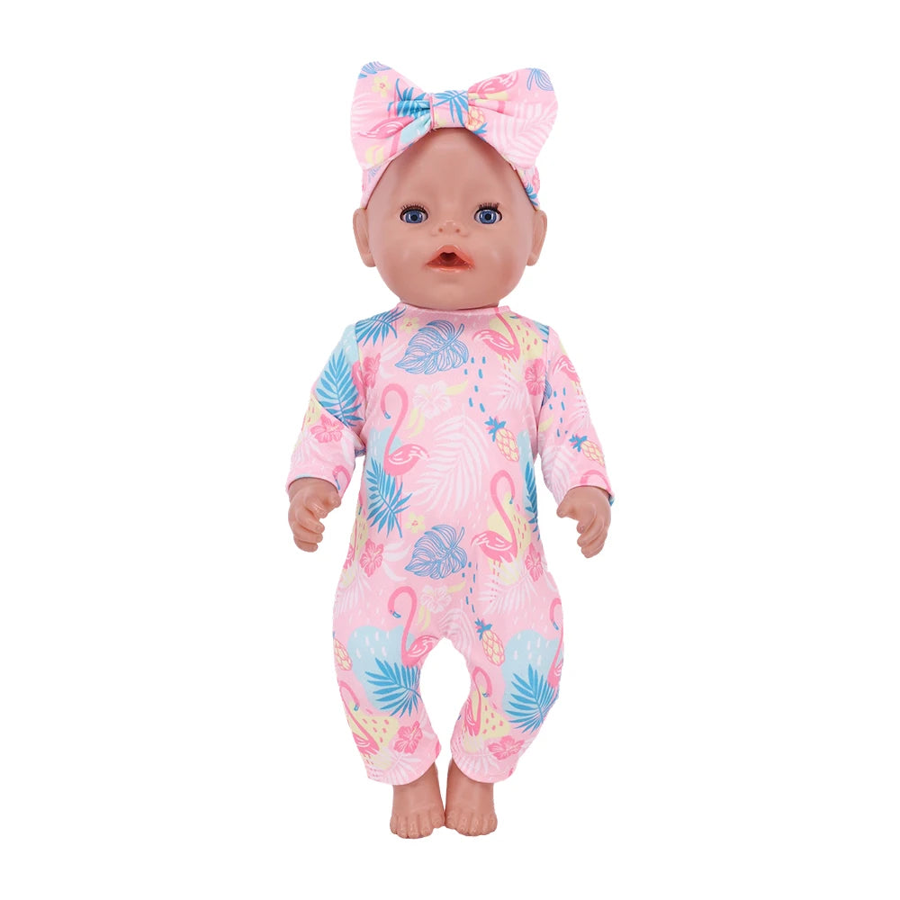 Doll Pajama Set With Unicorn Print For 43cm And 18 Inch Dolls