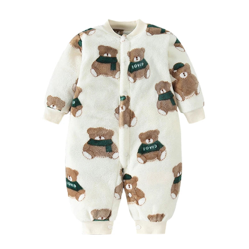 Unisex Baby Romper Jumpsuit Soft Flannel 0 To 18 Months Spring Winter Clothes For Newborns