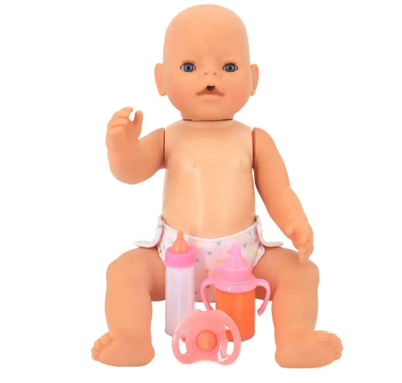 Large size Baby Doll Feeding Bottle Set Baby Care Toy Stroller 2pcs Milk And Juice Bottles With Toy Pacifier For Baby Dolls