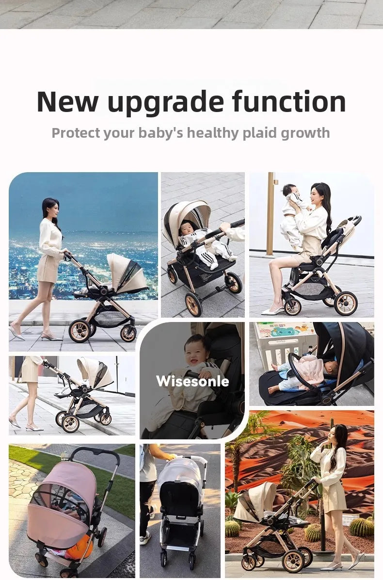 2025 New High-view Baby Stroller Can Sit or Lie Down Two-way Push, Lightweight, Foldable and Portable Baby Stroller