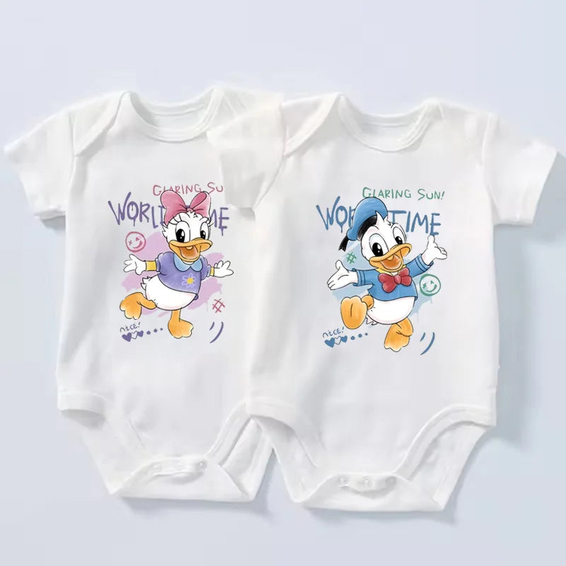 Newborn Baby Boys Girls Clothes Cartoon Daisy and Duck Print Disney Baby Romper Baby Jumpsuit Cute Casual Baby Bodysuit