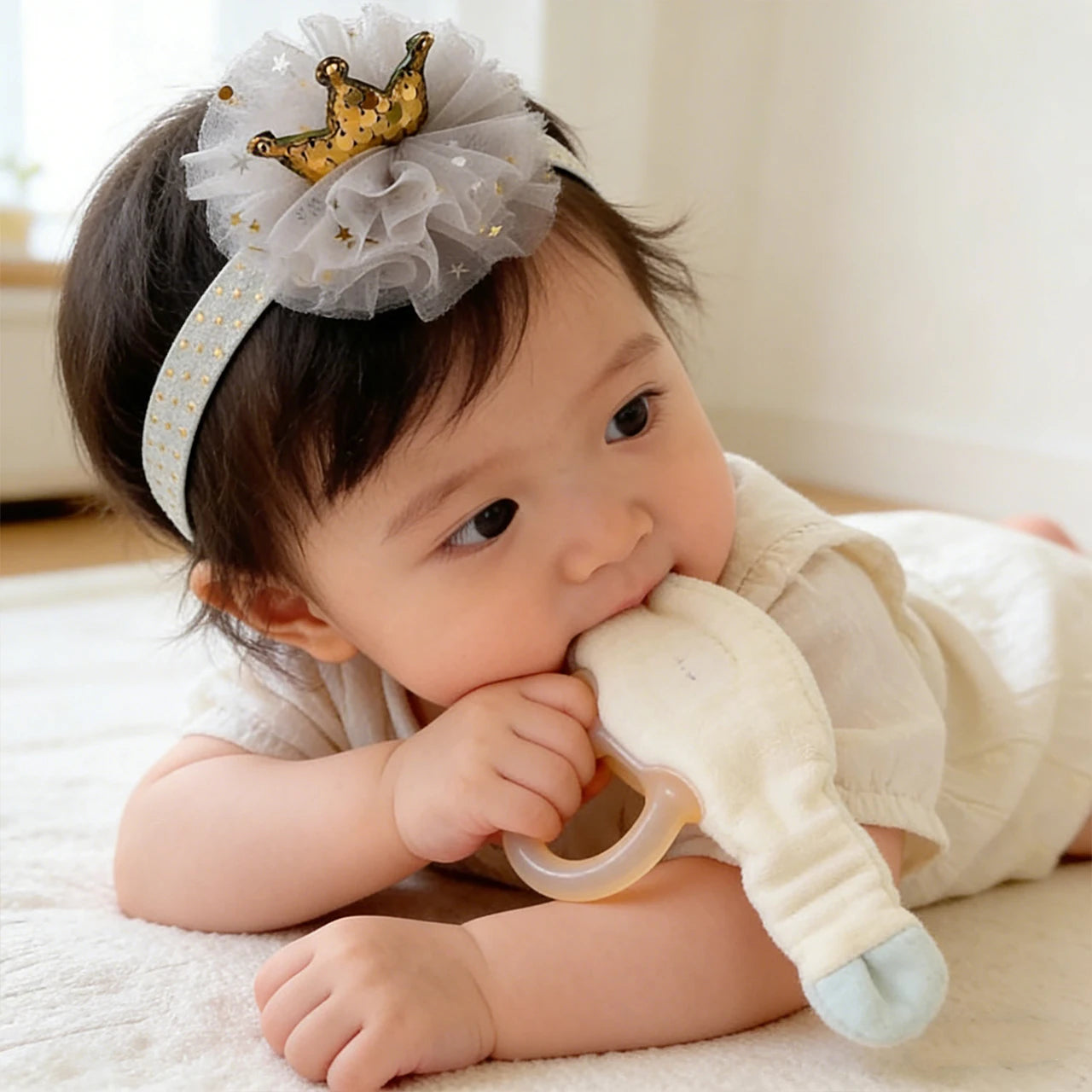 Sweet Cute Baby Hairbands Girls Princess Glitter Crown Headwear Lace Mesh Gauze Party Elastic Headbands Kids Hair Accessories
