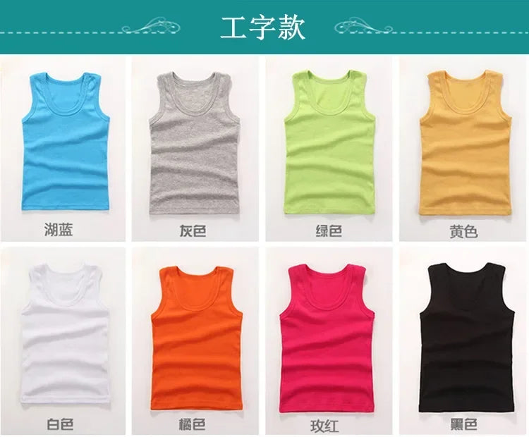 Kids Cotton Sleeveless Tank Top – Solid Colours, 2–11 Years