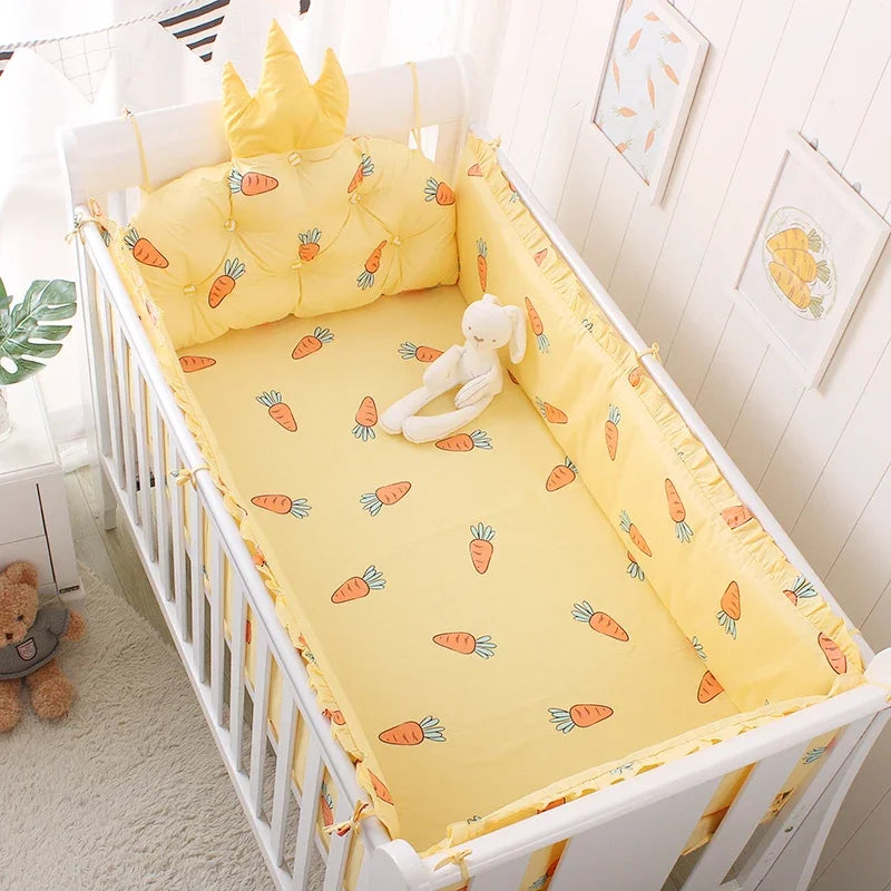 5pcs Nordic Crown Cushion Cot Bumpers Baby Bed Bedding Kit Baby Bedding Cotton Removable Washable Baby Crib Side Protector Set