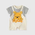 Summer Baby Jumpsuit Cartoon Winnie the Pooh Comfortable Rompers for 0-2 Years Old Boy Girl Stripe Short Sleeve Bodysuits