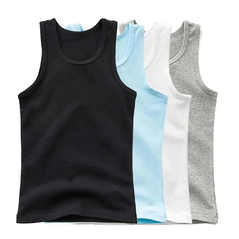 Kids Sleeveless Tank Top – Solid Colours, 3–14 Years