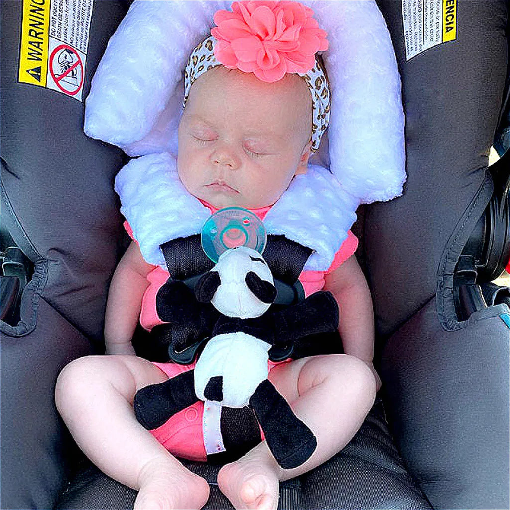 Baby Car Seat Head Support Pillow Must Haves Soft Dot Fleece 9 Colors Seat Belt Cover Baby Daily Travel Use Soft Protection Set