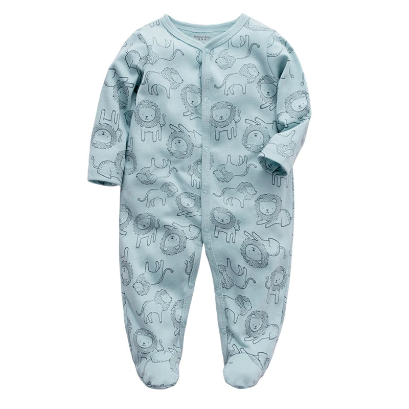 Newborn Footed Pajamas Zipper Girl and Boy Romper Long Sleeve Jumpsuit Cotton Solid White Fashion 0-12 Months Baby Clothes
