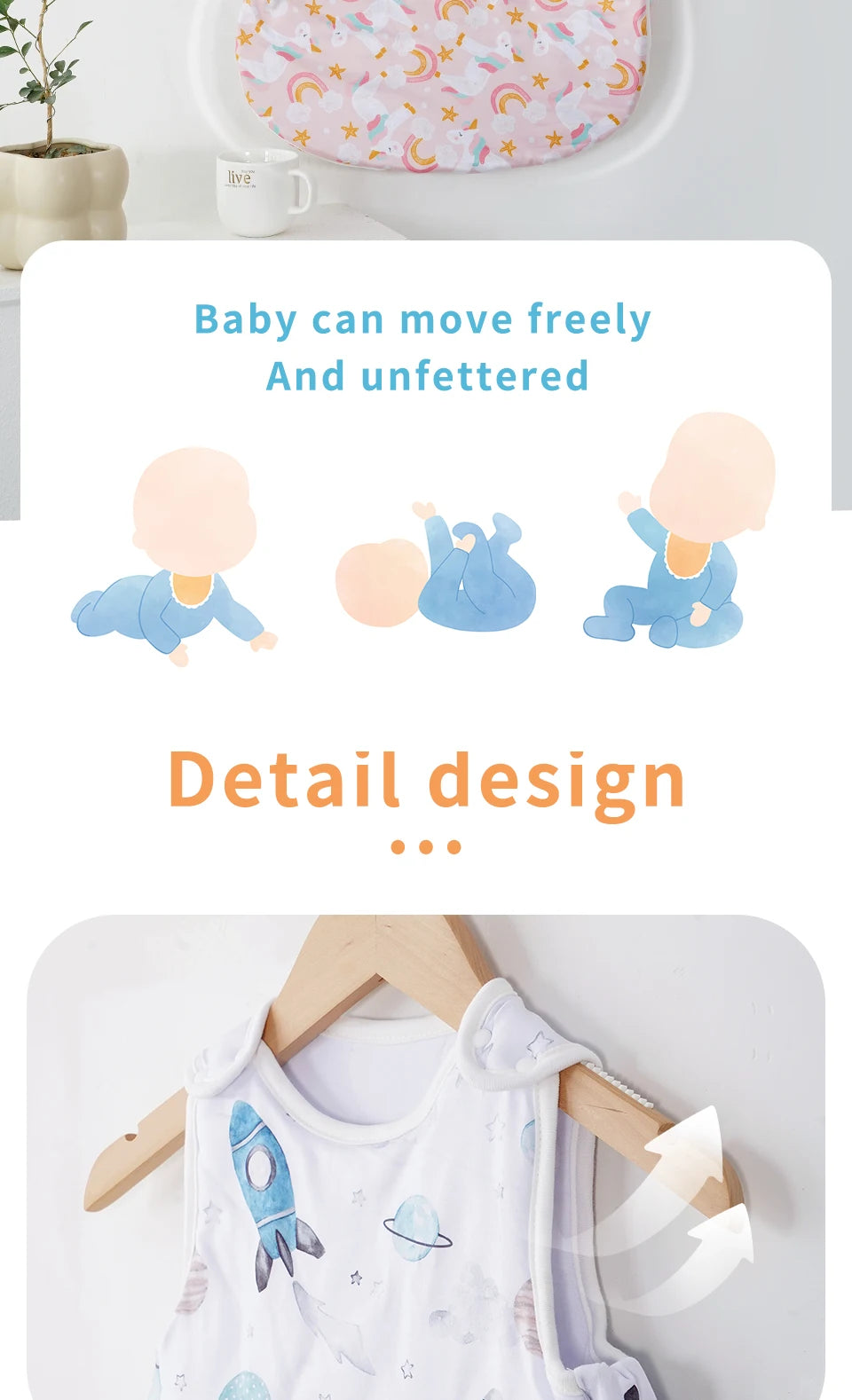 Elinfant Cozy Soft Thick Baby Sleeping Bag For Autumn Winter Sleeveless Design Sleep Sacks
