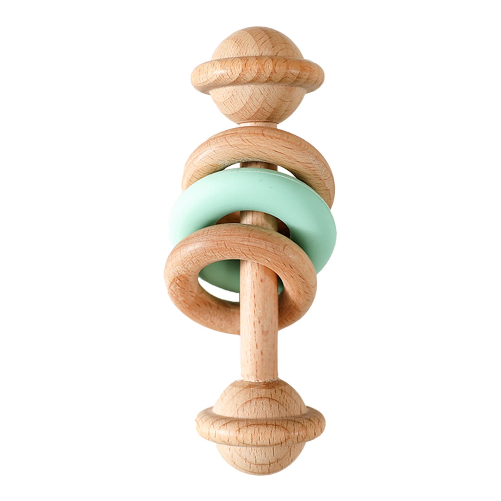 BPA Free Baby Toys Wooden Rattles Silicone Ring Rattles And Mobiles For 0 To 12 Months Sensory Toys Wooden Teether Gift