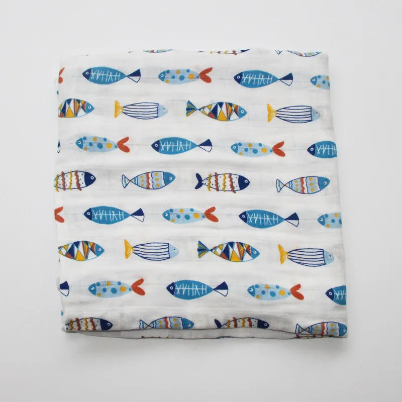 110*120cm Soft Muslin Cotton Baby Blanket Bamboo Cotton Blanket Wrap Cute Cartoon Newborn Blankets Infant Wrap Sleepsack