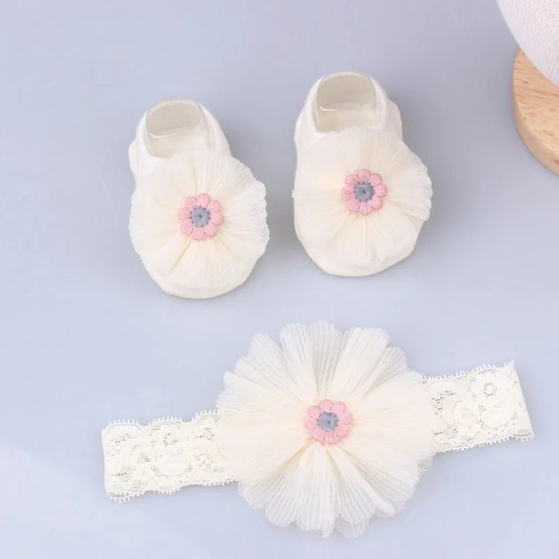 Your Princess Baby Headband And Sock Set With Mesh Flower Crown And Bow Hairbands For Newborn Photos