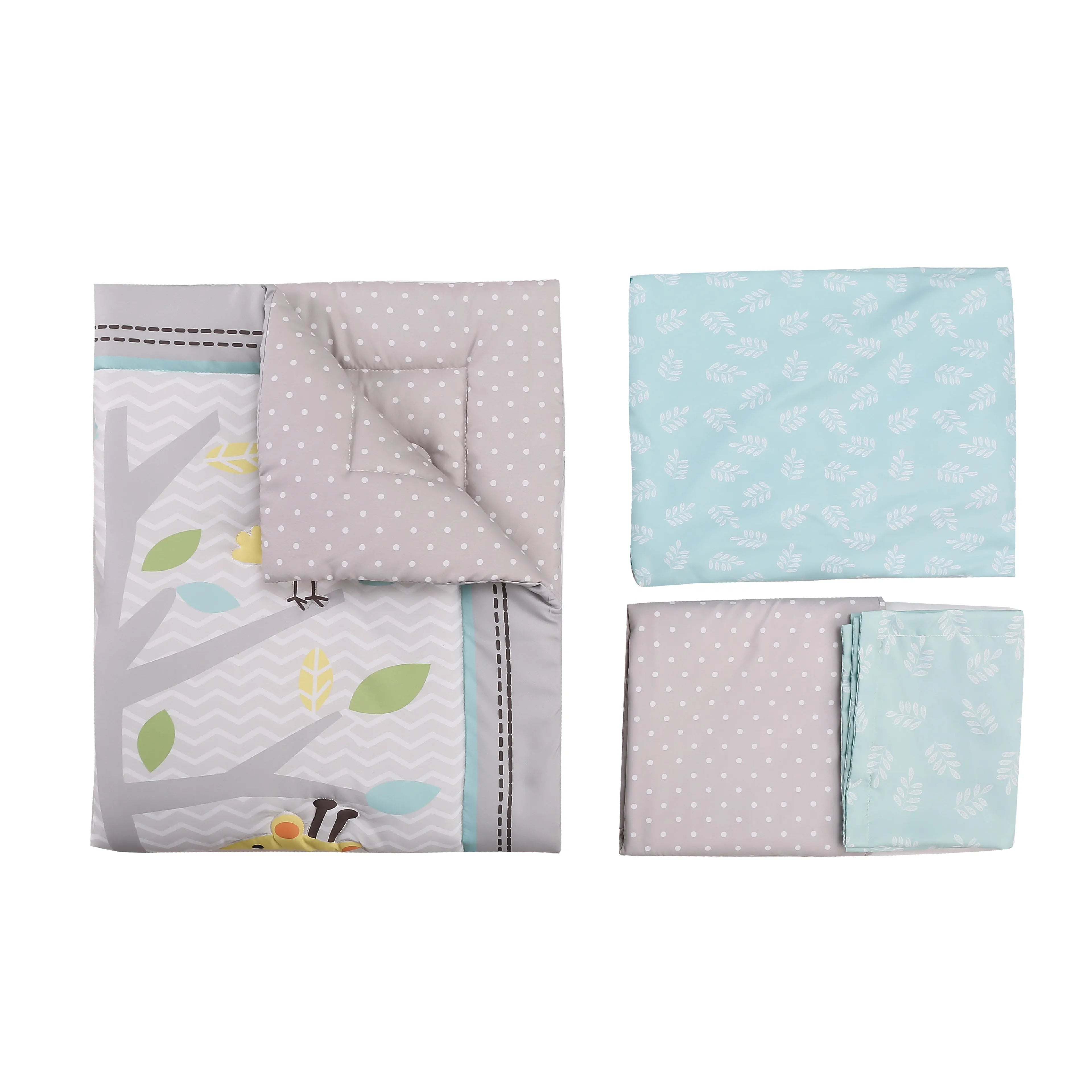 7Pcs jungle theme baby girl crib bedding set Baby Boy or Girl Unisex Cot Bedding Set (4Bumper Crib Sheet Comforter Crib Skirt)