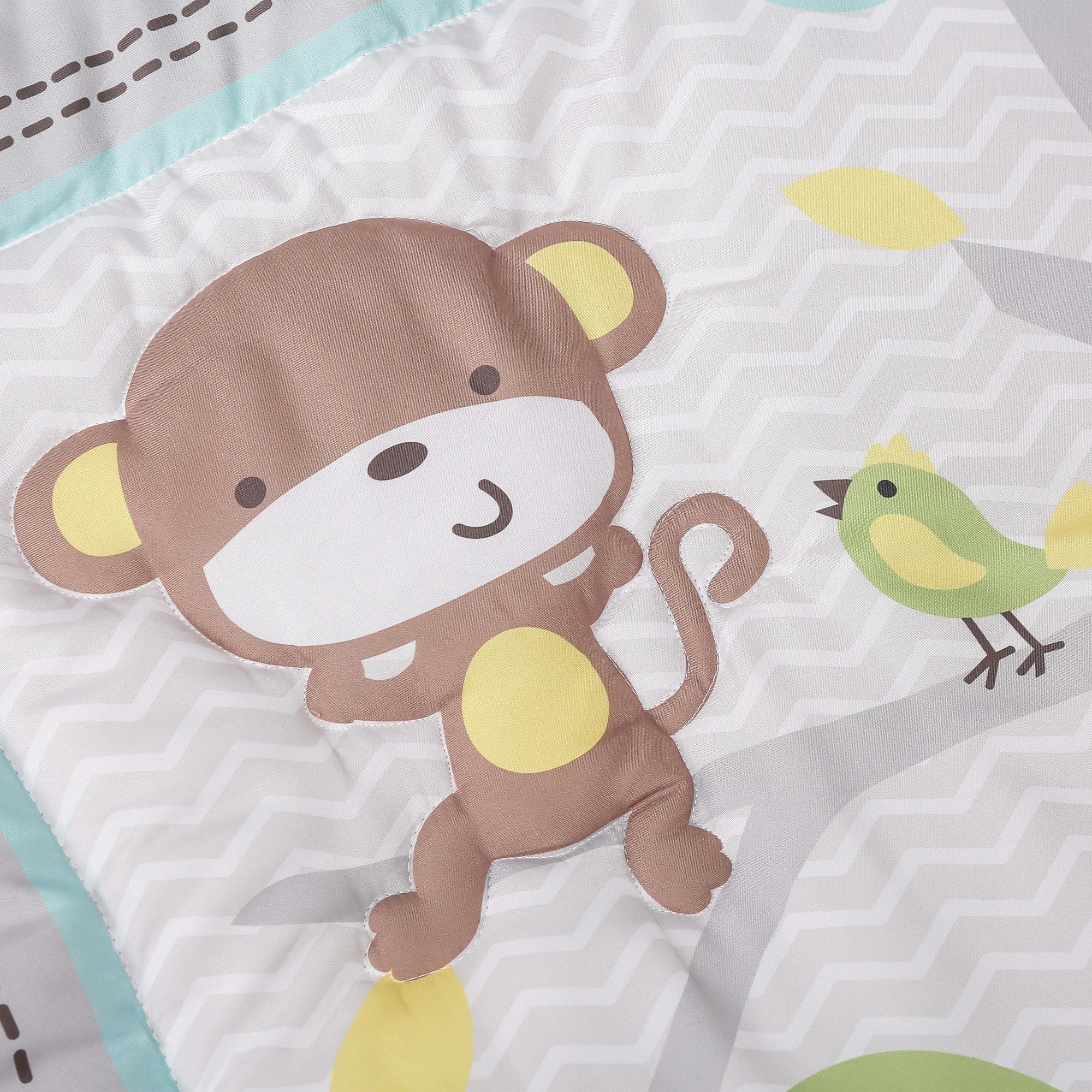 7Pcs jungle theme baby girl crib bedding set Baby Boy or Girl Unisex Cot Bedding Set (4Bumper Crib Sheet Comforter Crib Skirt)