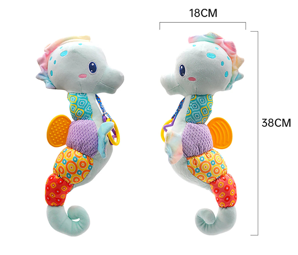 Baby Seahorse Musical Rattles Toys Infant Stuffed Animals Soft Toy with Bright Colors Crinkle Sound Paper Newborn Toys Gifts