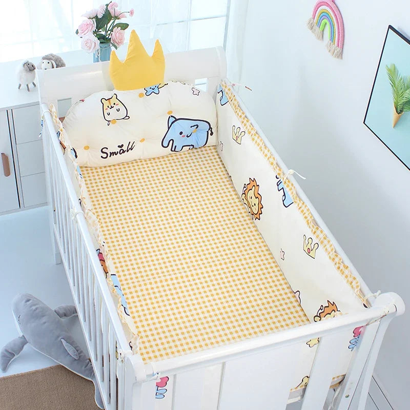 5pcs Nordic Crown Cushion Cot Bumpers Baby Bed Bedding Kit Baby Bedding Cotton Removable Washable Baby Crib Side Protector Set