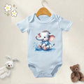 Cute Baby Elephant 100% Cotton Baby Clothe Baby Onesie Bodysuit Cute Print for 0 To 12 Months Newborn Short Sleeves Romper