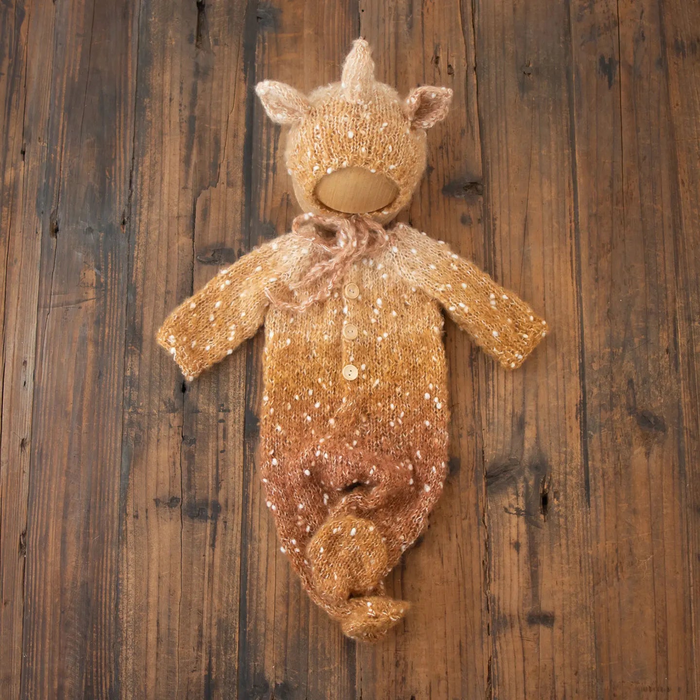 Newborn Photography Props Baby Handmade Elk Deer Outfits with Hat 2pcs for Christmas Photoshoot Studio Photo Shooting Clothing