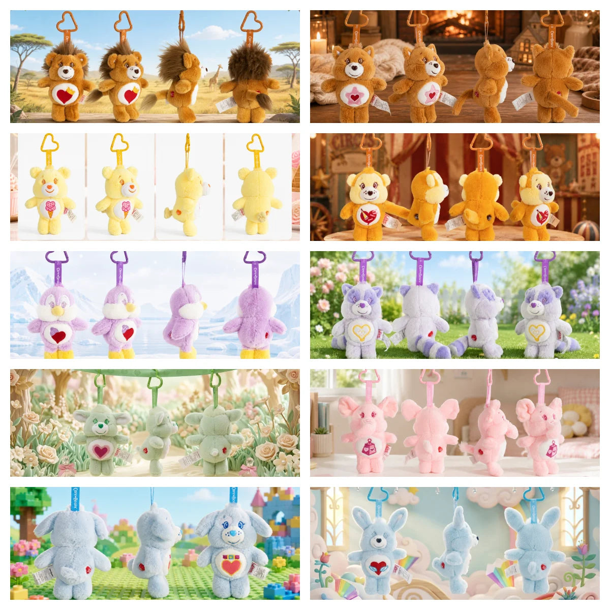 Care Bears Cousins Plush Keychain 15cm Animal Doll Pendant Cartoon Stuffed Toy Keyring Bags Decor Gift Plushie Charms Accessorie