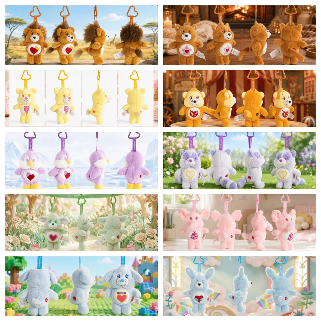 Care Bears Cousins Plush Keychain 15cm Animal Doll Pendant Cartoon Stuffed Toy Keyring Bags Decor Gift Plushie Charms Accessorie