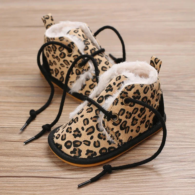 0-18M For Newbor Winter Baby Boots For Boys And Girls Walking Shoes With Lace Up Comfortable And Soft for Pre-School Children