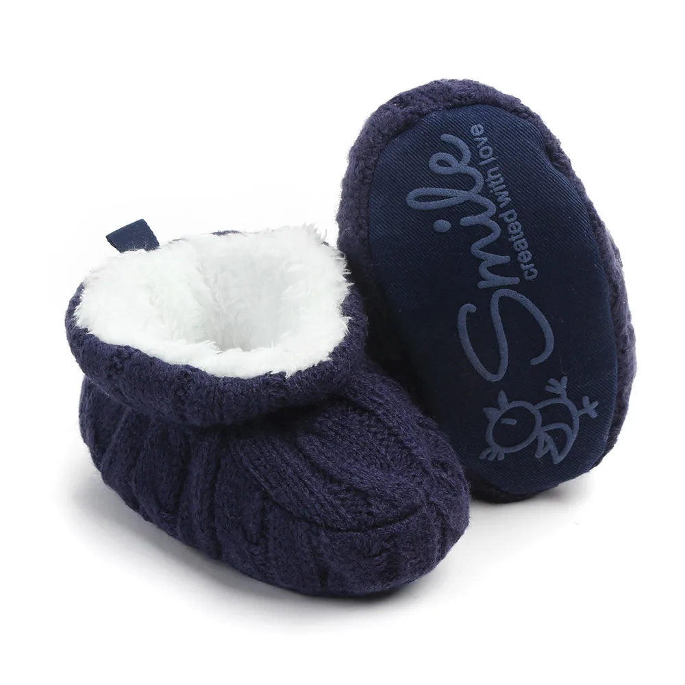 Baby Winter Shoes Knitted Fabric Soft Cotton Warm Infant Prewalking Shoes for Girls and Boys 0-12 Month Babies First Walking
