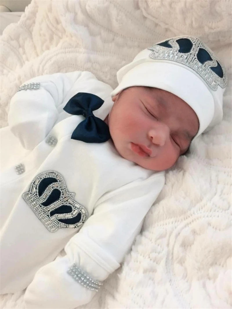 Dollbling Newborn Baby Outfits 5pcs Cotton Receiving Blanket Name Personalized  Crown Jewelry Angle Wings Welcome Home Romper