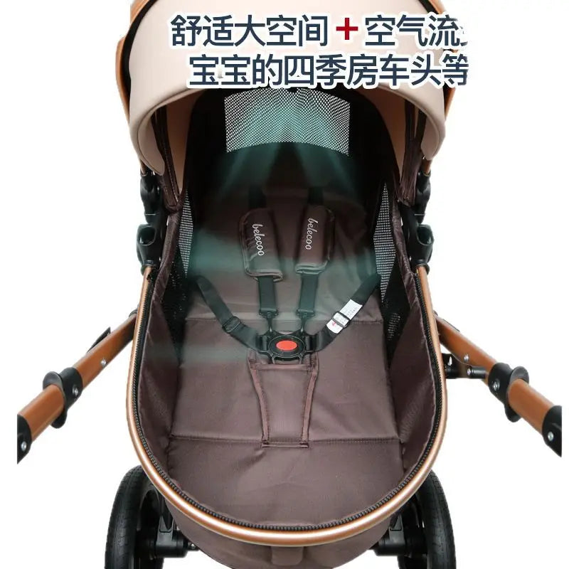 Baby Stroller High Landscape Newborn Can Sit and Lie Down Folding Shock-absorbing Two-way Baby Stroller