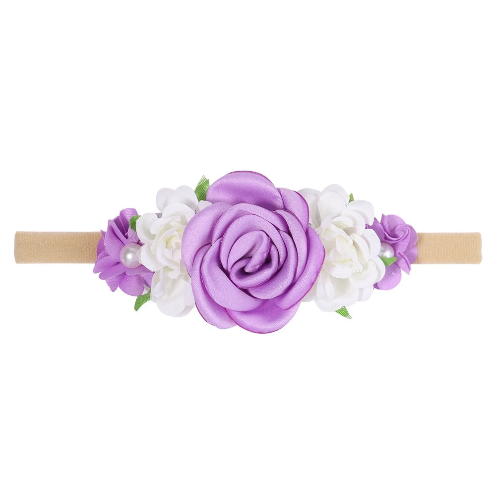 Headband Canvas And Nylon Elastic Artificial Flower Snag-Free