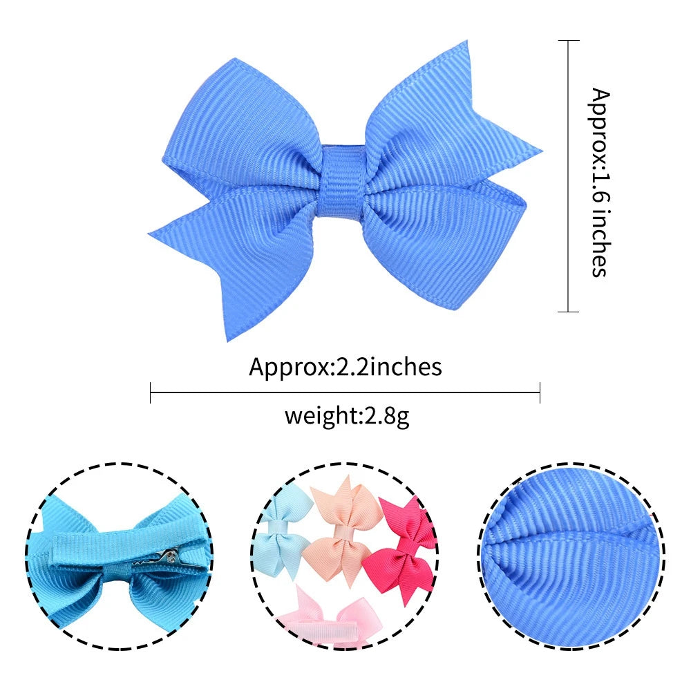20PCS 2.2'' Baby Hair Clips Newborn Girls Fully Lined Tiny Hair Bows Alligator Clips for Infants Toddlers Photography Props