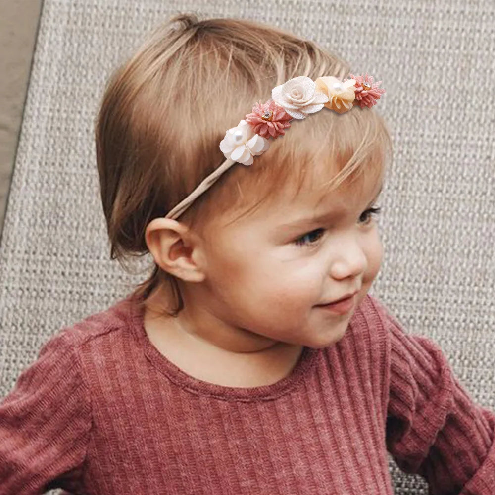 Beautiful Lovely Baby Flower Headbands Newborn Head Band for 0-12 Months Infant Headband Boutique Headwear High Elastic