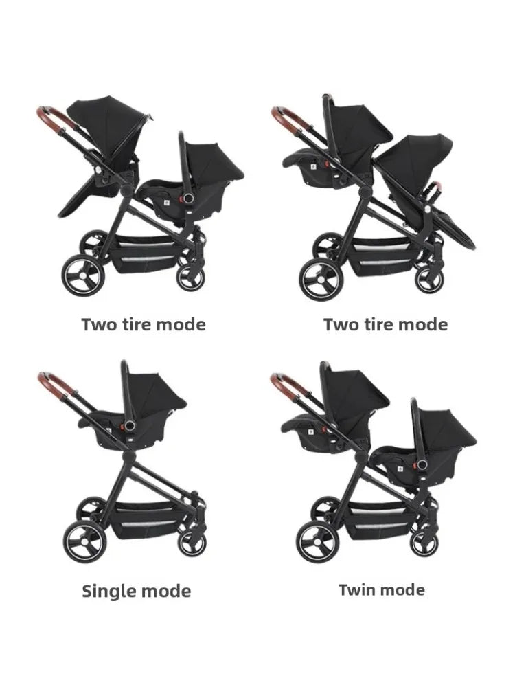 3in1 Twins baby stroller with car seat Lightweight small folded carry on baby carriage multifunctional baby strollers