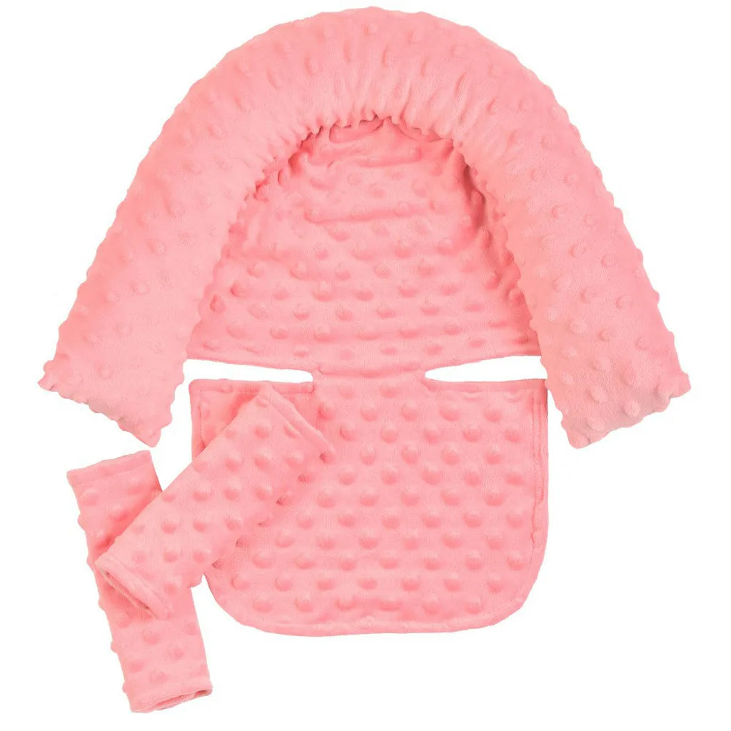 Baby Car Seat Head Support Pillow Must Haves Soft Dot Fleece 9 Colors Seat Belt Cover Baby Daily Travel Use Soft Protection Set