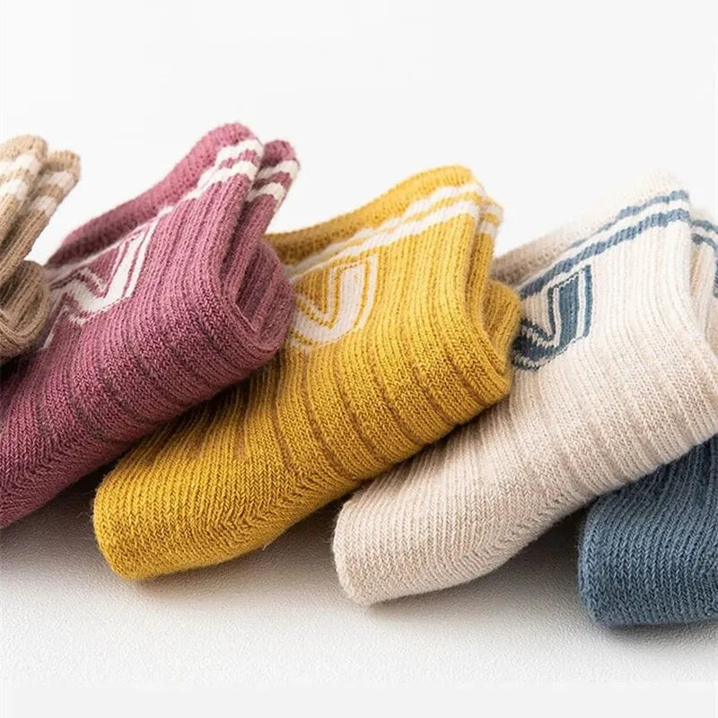 Baby Knee-High Socks 3-Pack – Cotton Letter Stripe