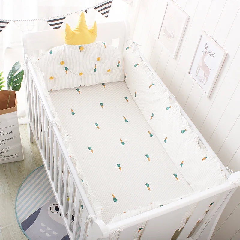 5pcs Nordic Crown Cushion Cot Bumpers Baby Bed Bedding Kit Baby Bedding Cotton Removable Washable Baby Crib Side Protector Set