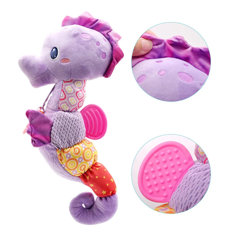 Baby Seahorse Plush Rattle Toy Polyester Multicolour Head Music