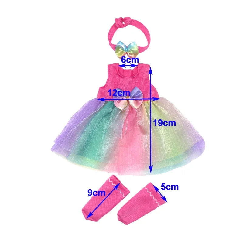14 Inch Baby Doll Pink Dress 36cm Girl Doll Clothes Outfit Rompers Toys Clothing