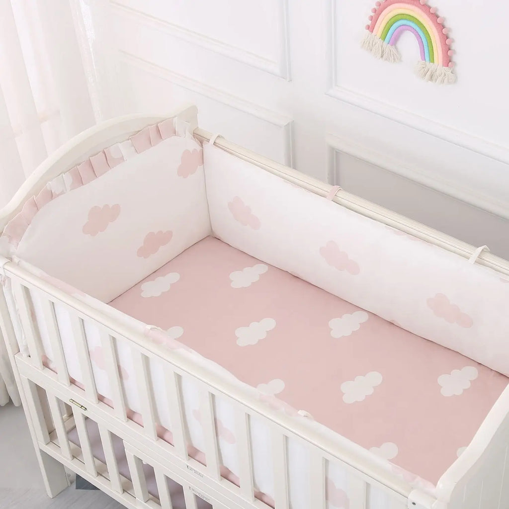 Cartoon Crib Liner 3D Mesh Cotton Baby Bed Bumper Baby Cot Bedding Sets Baby Bed Protector 5PCS Baby Bedding Set Bumpers+Sheet