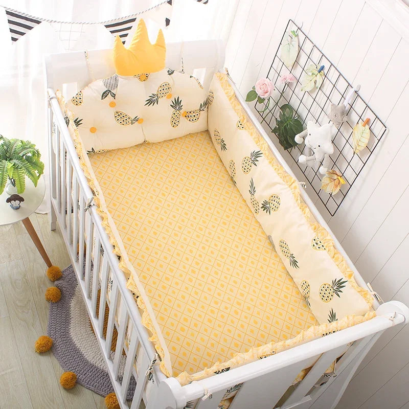 5pcs Nordic Crown Cushion Cot Bumpers Baby Bed Bedding Kit Baby Bedding Cotton Removable Washable Baby Crib Side Protector Set