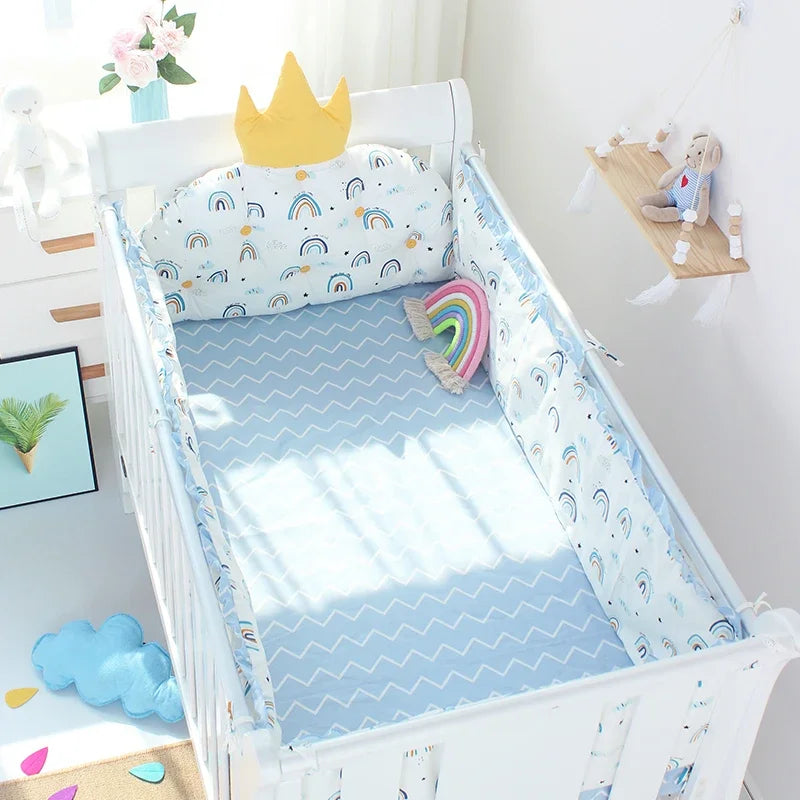 5pcs Nordic Crown Cushion Cot Bumpers Baby Bed Bedding Kit Baby Bedding Cotton Removable Washable Baby Crib Side Protector Set