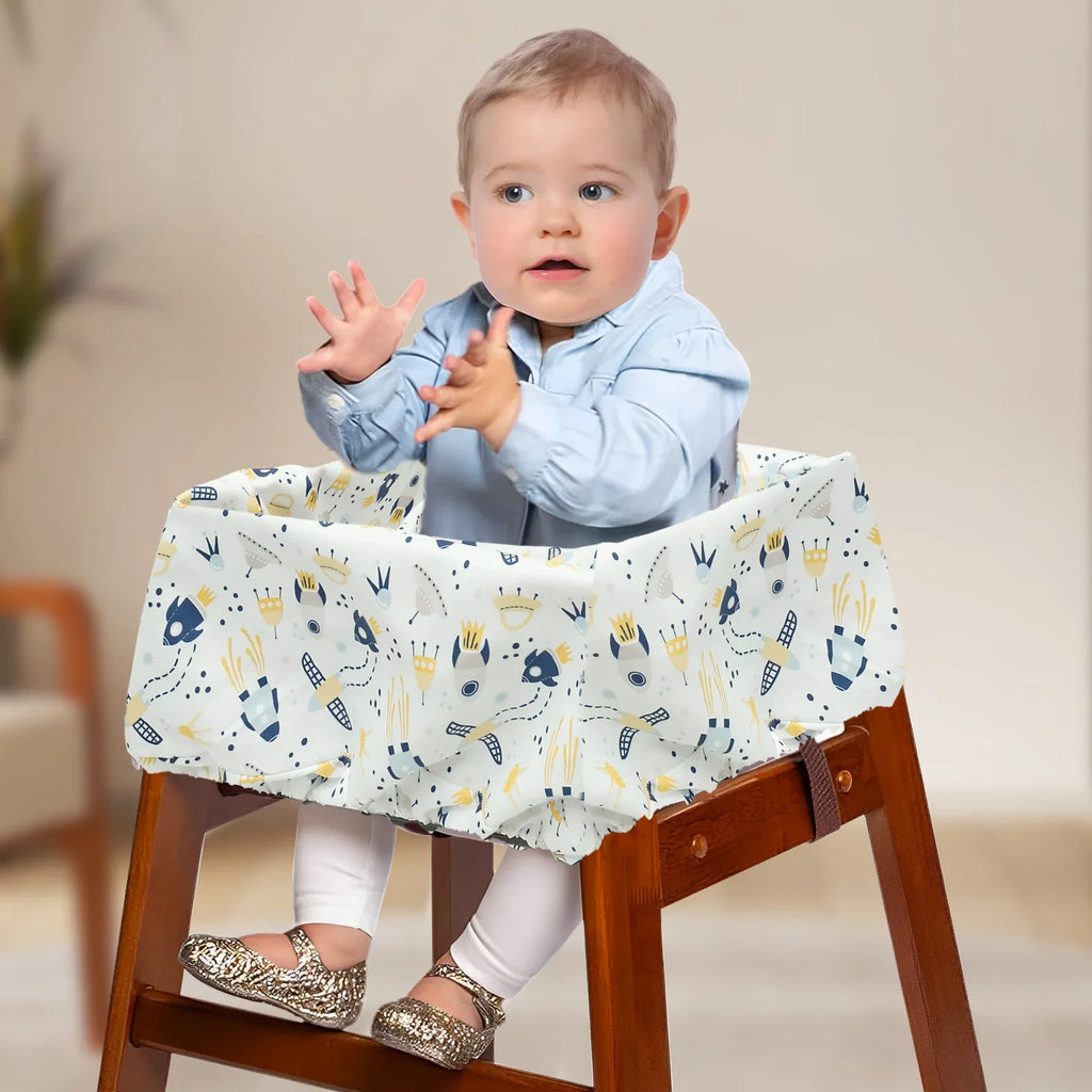 Baby Shopping Cart Seat Cover Polyester Waterproof Carton Style Baby Safety Cart Cover Comfortable Children Anti-Dirty Seat Pad