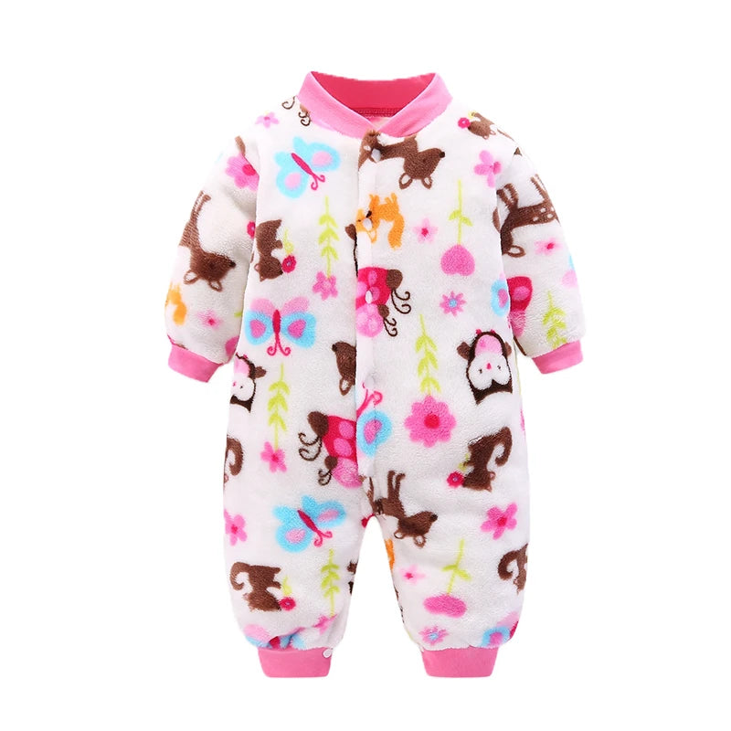 Unisex Baby Romper Jumpsuit Soft Flannel 0 To 18 Months Spring Winter Clothes For Newborns