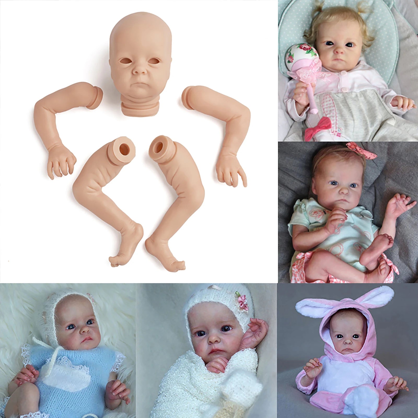Reborn Doll Parts Kit + Vinyl + Unpainted + DIY Blank Kit