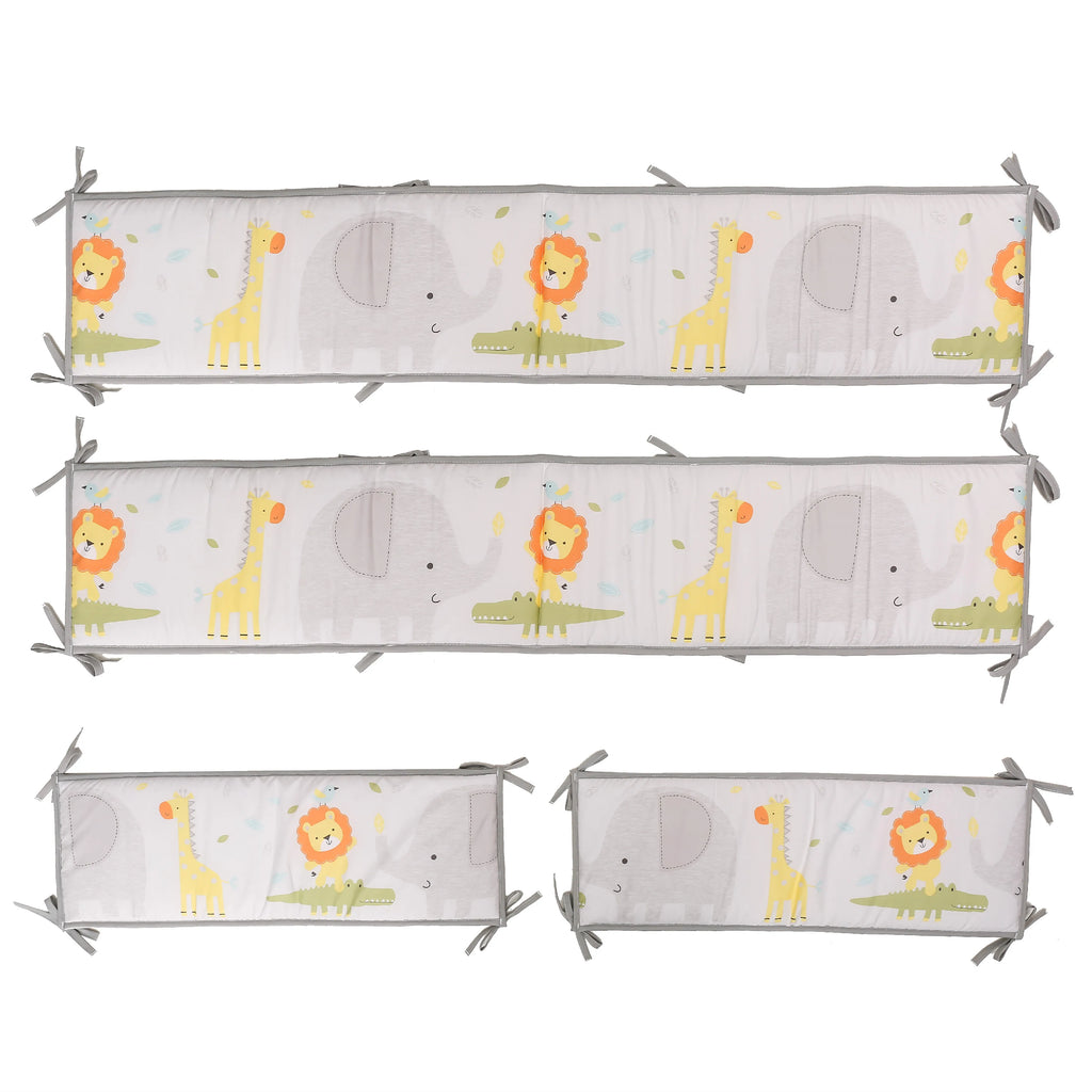 7Pcs jungle theme baby girl crib bedding set Baby Boy or Girl Unisex Cot Bedding Set (4Bumper Crib Sheet Comforter Crib Skirt)