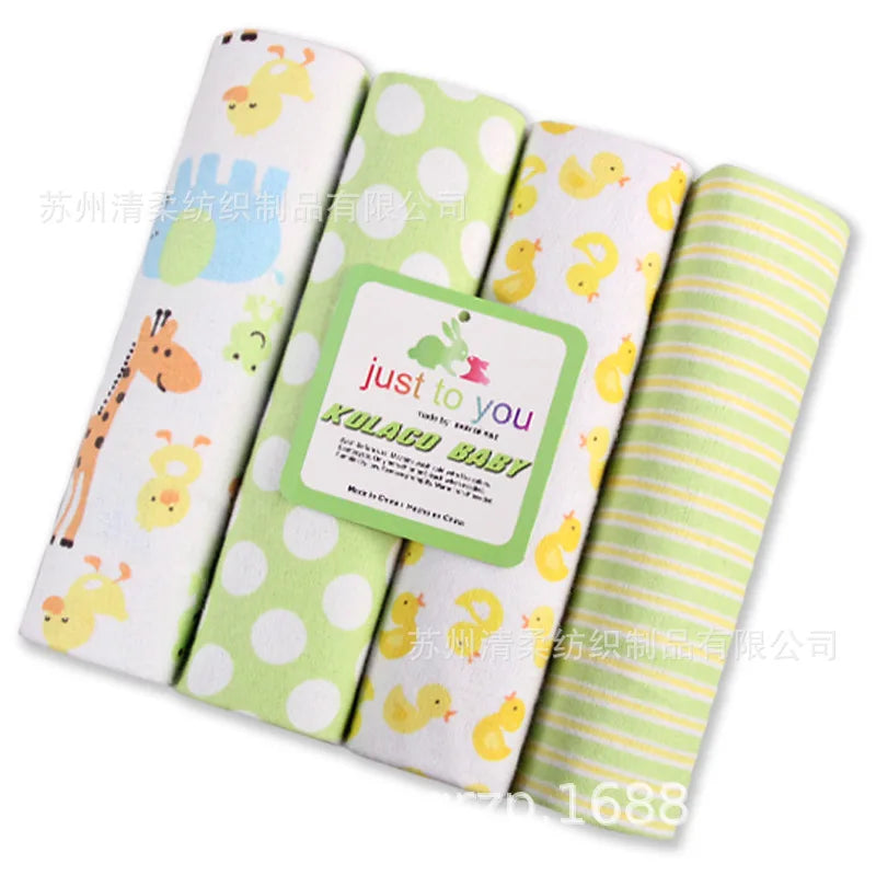 4Pcs Lot 100 Percent Cotton Muslin Flannel Baby Swaddles Soft Newborn Blankets Unisex Wraps