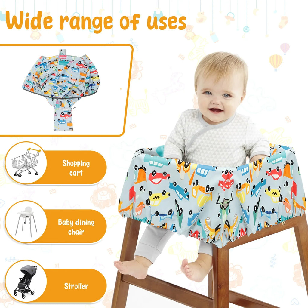 Baby Shopping Cart Seat Cover Polyester Waterproof Carton Style Baby Safety Cart Cover Comfortable Children Anti-Dirty Seat Pad